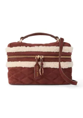 Faux Suede Sherpa Train Case by Anne Klein