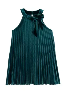 Sleeveless Pleated Velvet Dress by Rare Editions
