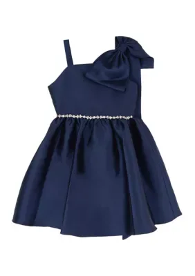 Mikado Bow Shoulder Flare Skirt Dress by Rare Editions