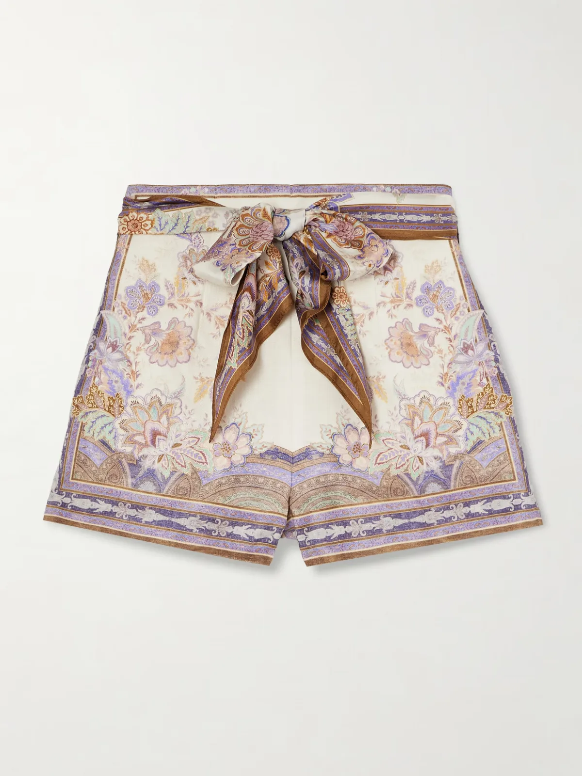 - Luna Scarf Belted Linen Shorts -