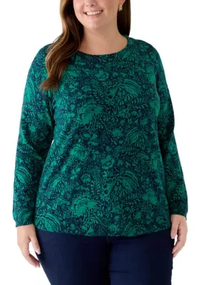 Printed Crew Neck Sweater by Kim Rogers