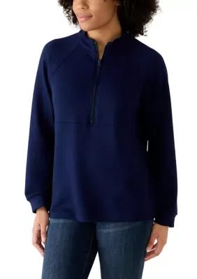 Long Sleeve Mock Neck 1/2 Zip Pullover by Kim Rogers