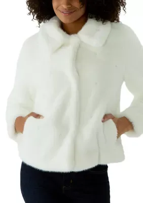 Embellished Faux Fur Jacket by Crown & Ivy