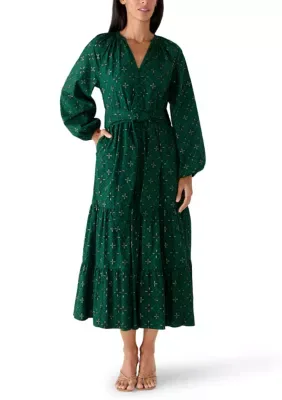 Long Sleeve Print Maxi Dress by Crown & Ivy