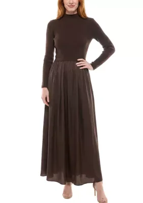 Solid Twofer Sweater Dress with Satin Skirt by Taylor