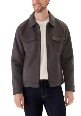 Long Sleeve Faux Suede Button Down Jacket by Industry Republic Clothing