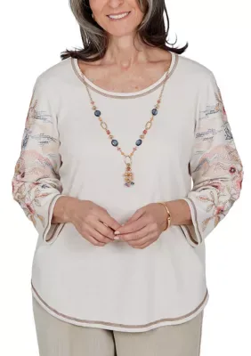 Sunset Ridge Embroidered Sleeves Top by Alfred Dunner