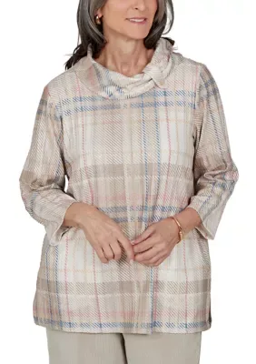 Sunset Ridge Shimmer Plaid Top by Alfred Dunner