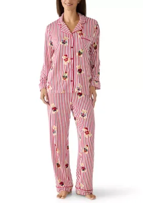 Long-Sleeve Notch-Collar Pajama Set by Joyland
