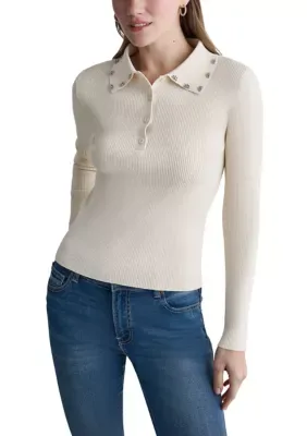 Long Sleeve Collar Sweater by BCBG