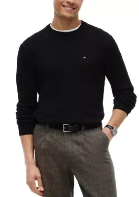 Classic Cotton Cable Crew Neck Sweater