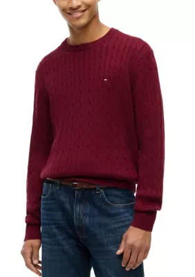 Classic Cotton Cable Crew Neck Sweater