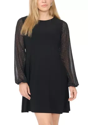 Long Sheer Sleeve Short Dress by Msk
