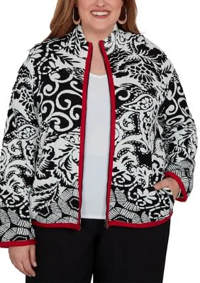 Dinner Theater Sweater Jacket with Contrast Trim