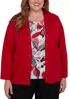 Dinner Theater Floral Two in One Cardigan by Alfred Dunner