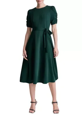 Short Sleeve A-Line Scuba Dress by DKNY