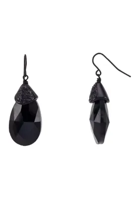 Jet Stone Encrusted Drop Earrings