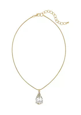 Crystal Teardrop Pendant Necklace, 18 In
