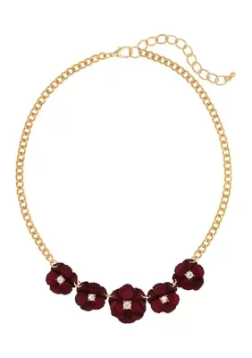 Flower Crystal Stone Frontal Necklace 20 In by Evie & Emma
