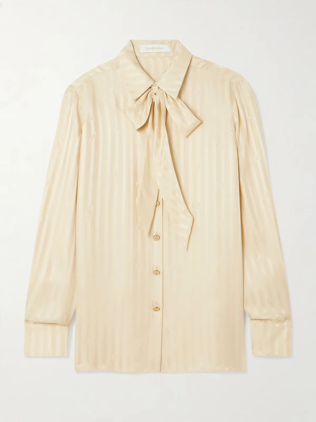 - Luna Pussy-bow Silk-jacquard Shirt -