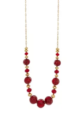 Chunky Crimson Beaded Necklace, 30 In by Wonderly