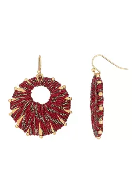 Metallic Crimson Thread Wrap Earrings by Wonderly