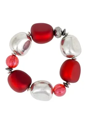 Multi Beaded Stretch Bracelet, 6 In