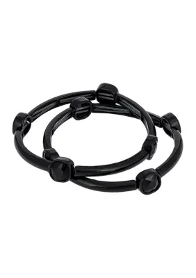 Thin Jet Stone Stretch Bracelet Set, 7 In by Evie & Emma