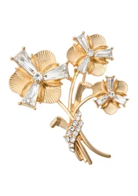 Crystal Flower Bouquet Pin by Napier