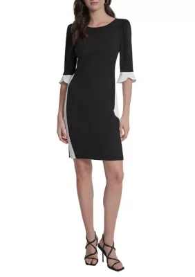 3/4 Sleeve Scuba Sheath Dress by DKNY