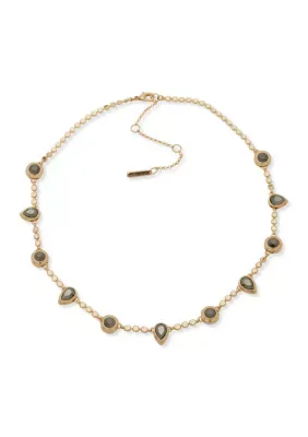 Dark Grey Stone Charm Collar Necklace, 17 In by Nine West