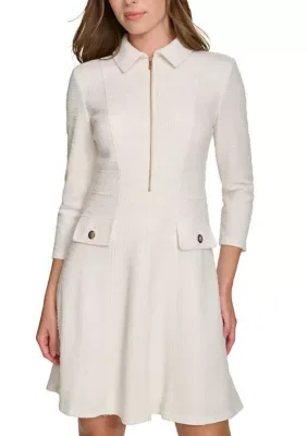 3/4 Sleeve Boucle Sparkle A-Line Dress by Tommy Hilfiger