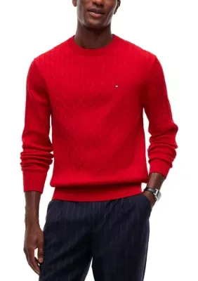 Classic Cotton Cable Crew Neck Sweater