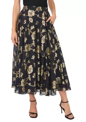 A-Line Foil Floral Midi Skirt by Ted Baker