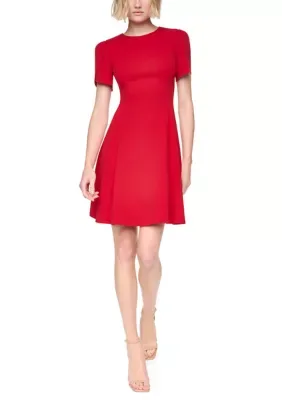 Tulip Sleeve A-Line Scuba Dress