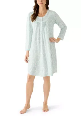 Honeycomb Long Sleeve Short Nightgown