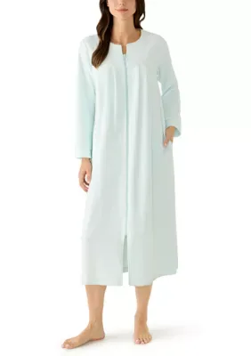 Long Brushed Waffle Knit Zip Robe by Miss Elaine