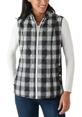 Side Rib Print Plaid Vest by Kim Rogers