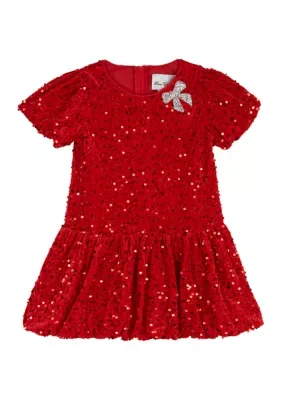 Short Sleeve Sequin Boucl Dress by Rare Editions