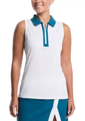 Sleeveless 1/4 Zip Rib Polo Shirt by Pga Tour