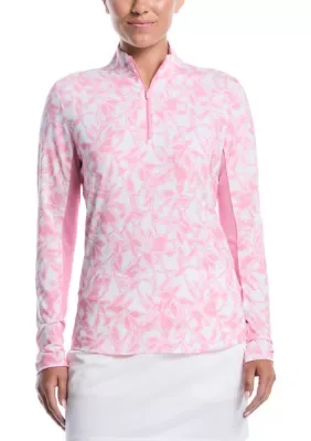 Watercolor Floral Sun Protection Long Sleeve Golf Shirt by Pga Tour