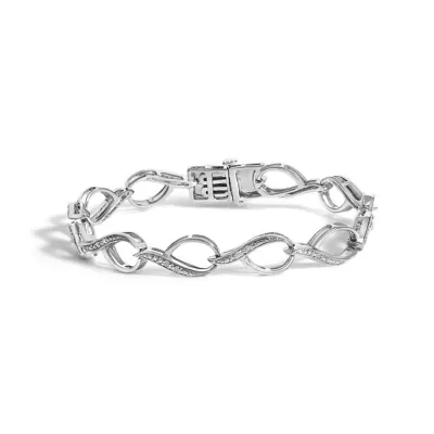 1/10 Cttw Diamond Accent Swirl Link Bracelet, 7.25 In by Haus of Brilliance