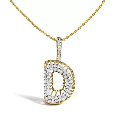 10K Yellow Gold 1 1/5 Cttw Diamond Letter D Initial Pendant Necklace, 18 In by Haus of Brilliance