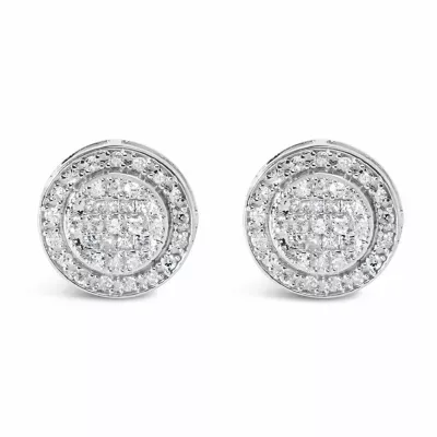 925 Sterling Silver 3/4 Cttw Diamond Composite and Halo Stud Earrings (H-I Color, SI1-SI2 Clarity) by Haus of Brilliance