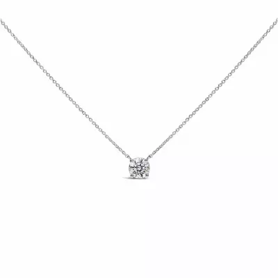 Lab Created 14K White Gold 1.00 Cttw Lab Grown Diamond Solitaire Pendant, 18 In
