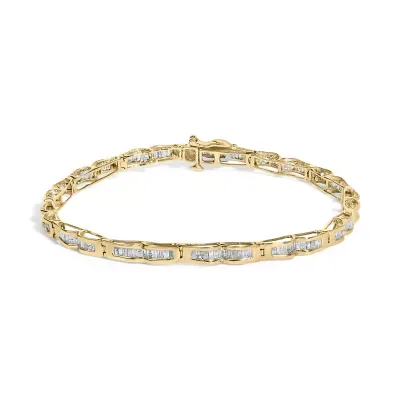 10K Yellow Gold 2.00 Cttw Baguette Diamond Channel Set Link Bracelet, 7.25 In by Haus of Brilliance