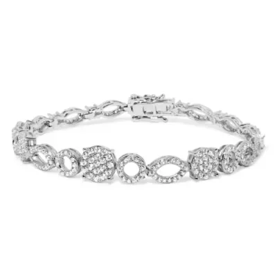 10K White Gold 3.00 Cttw Diamond Link Bracelet, 7 In by Haus of Brilliance