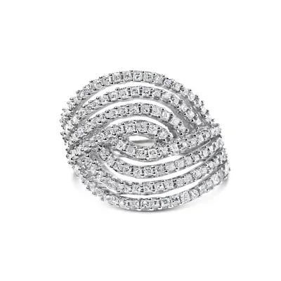 10K White Gold 1 1/2 Cttw Princess Diamond Swirl Design Cocktail Ring by Haus of Brilliance