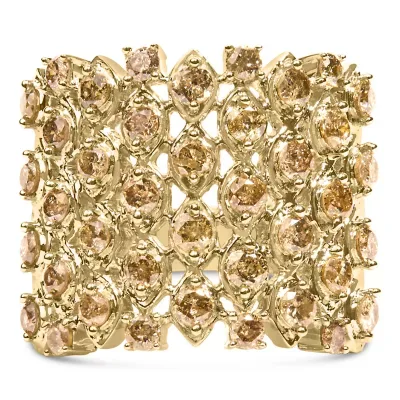 10K Yellow Gold 2.0 Cttw Brown Diamond Mesh Link Cocktail Ring by Haus of Brilliance