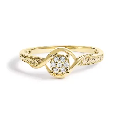10K Yellow Gold Diamond Cluster Twisted Promise Ring by Haus of Brilliance